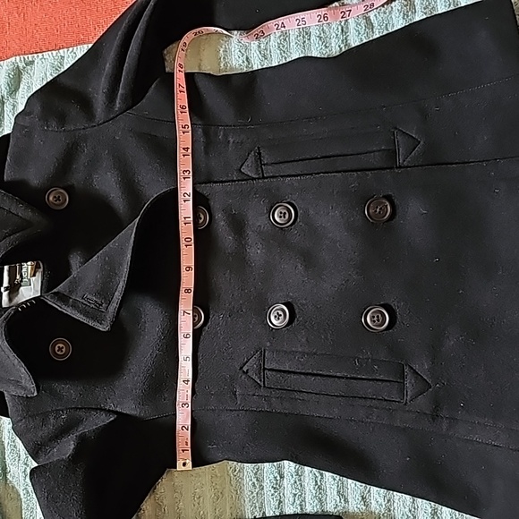 STUNNING J CREW BLACK WOOL DOUBLE BREASTED PEA COAT - Picture 7 of 11